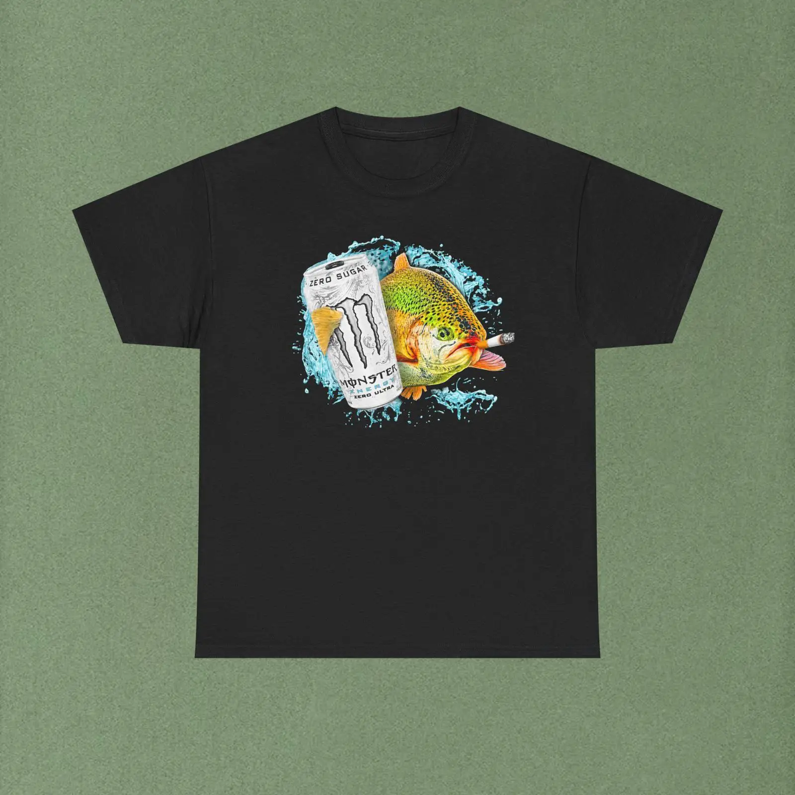 Monstera Adansonii - T-shirt White Monster Fish vintage, lavata,